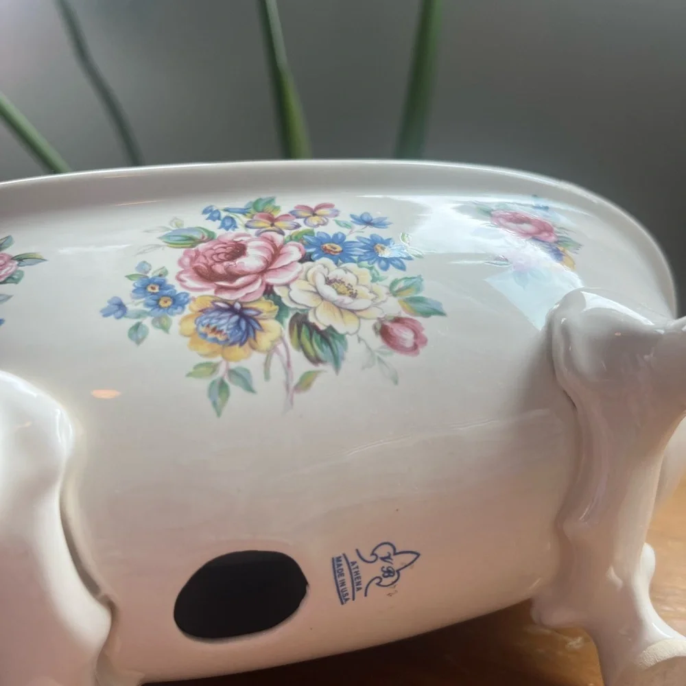 vintage VB Athena California Pottery claw foot bathtub soap dish